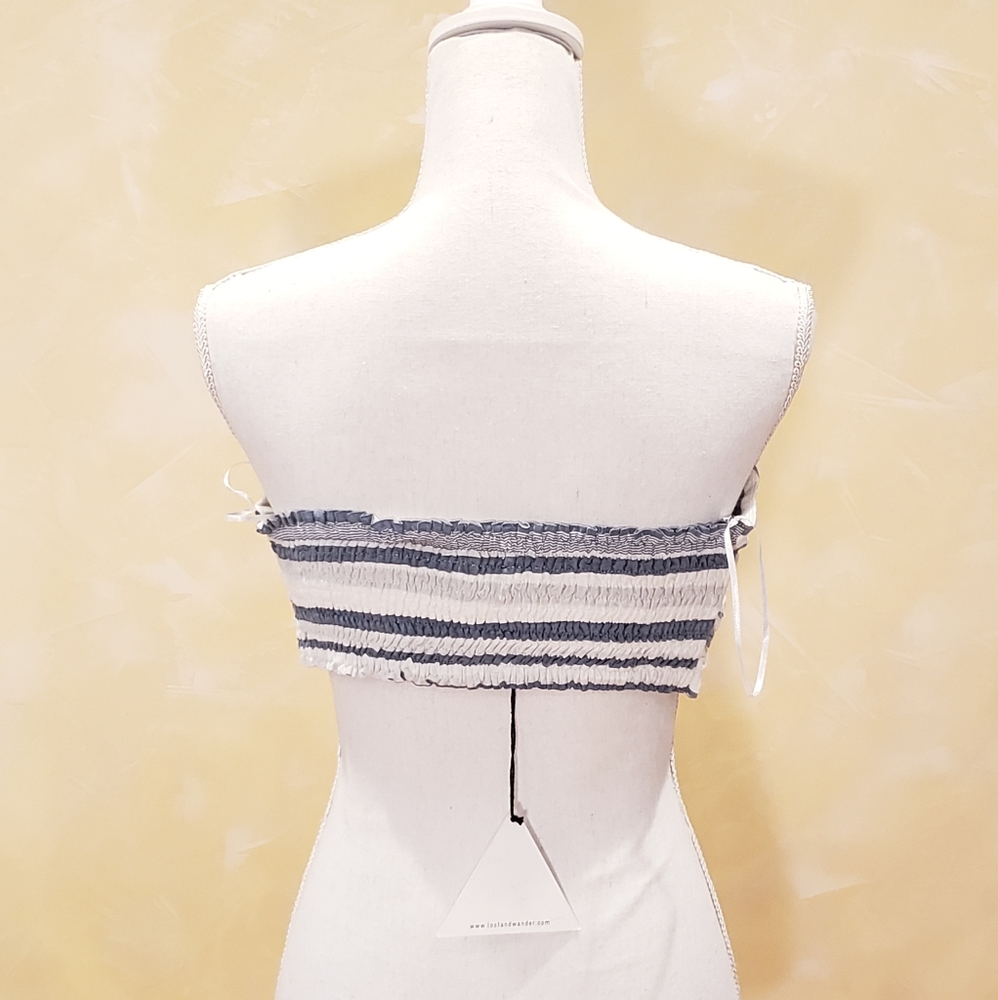 NWT Lost + Wander Blue White Bandeau Bra Top - Picture 4 of 11